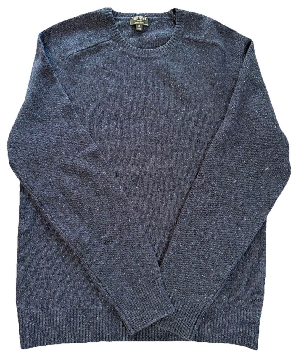 Todd Snyder Men's Size M Navy Blue Donegal Crewneck Wool Blend Sweater Flecked